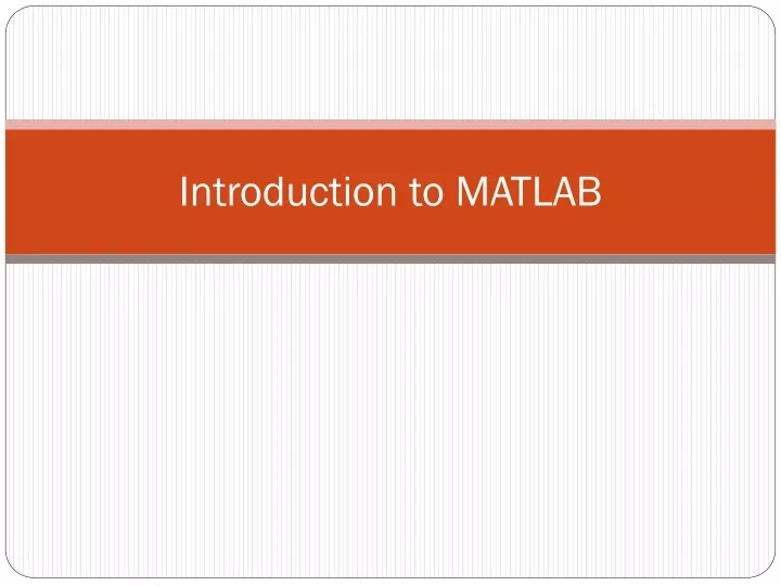 introduction to matlab