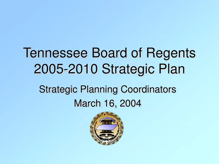 tennessee board of regents 2005 2010 strategic plan
