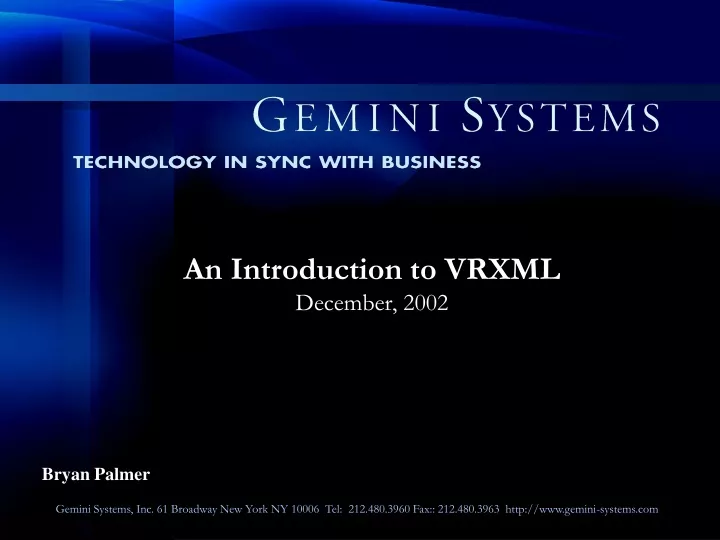 an introduction to vrxml december 2002