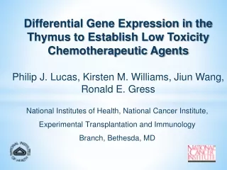 Differential Gene Expression in the Thymus to Establish Low Toxicity Chemotherapeutic Agents