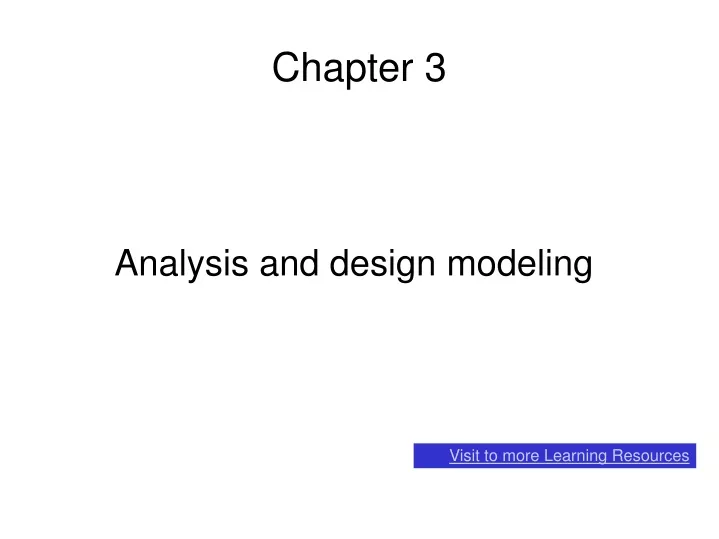 analysis and design modeling