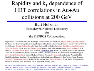 Rapidity and k T  dependence of HBT correlations in  Au+Au  collisions at 200 GeV