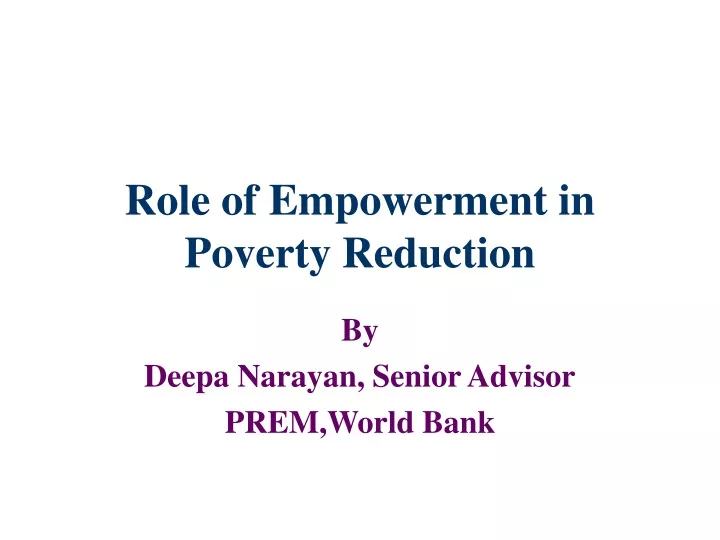 role of empowerment in poverty reduction