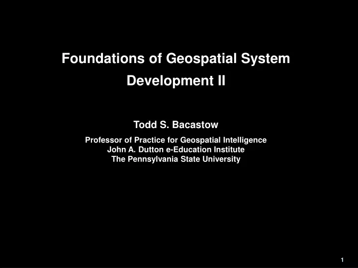 foundations of geospatial system development