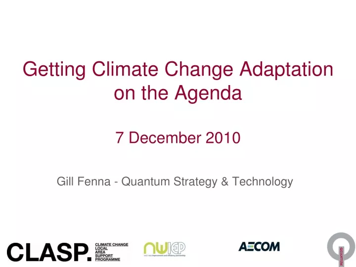 getting climate change adaptation on the agenda 7 december 2010