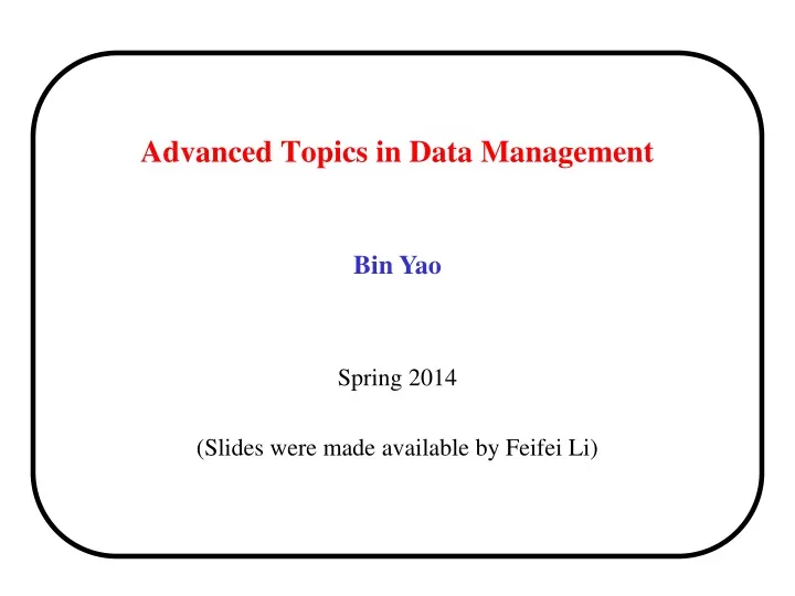 advanced topics in data management