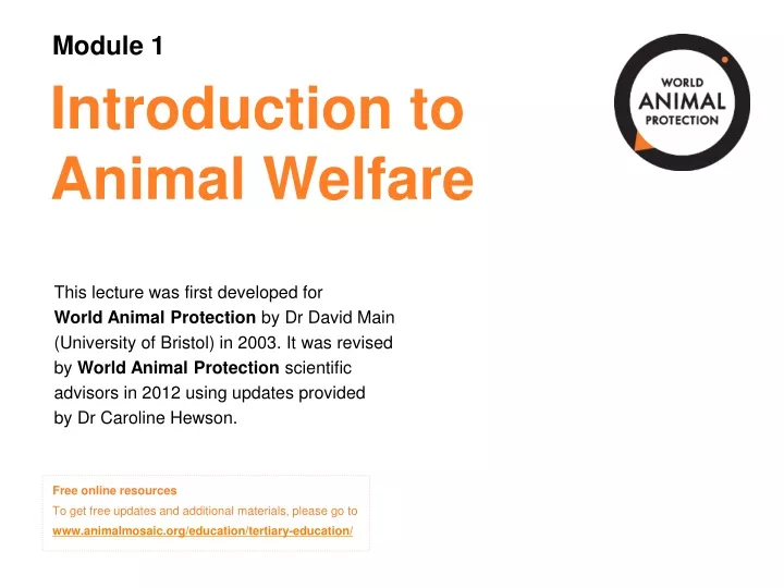 introduction to animal welfare