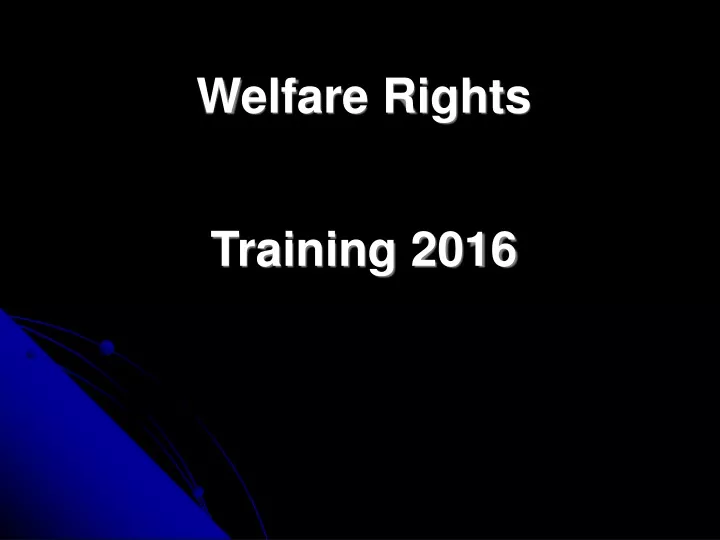 welfare rights training 2016