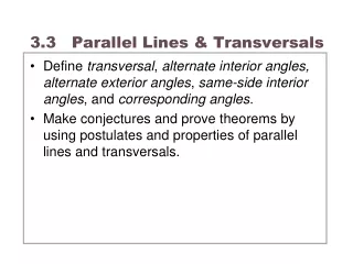 3.3   Parallel Lines &amp; Transversals