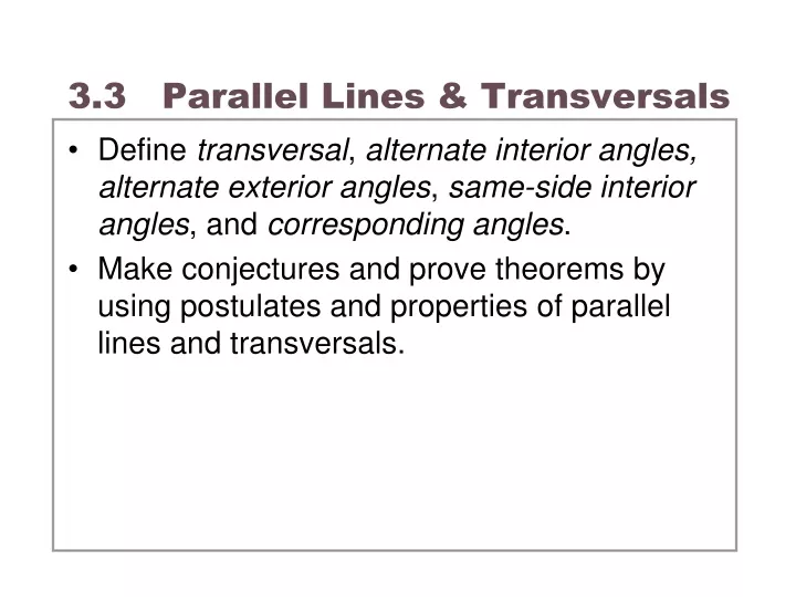3 3 parallel lines transversals