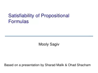 Satisfiability of Propositional Formulas