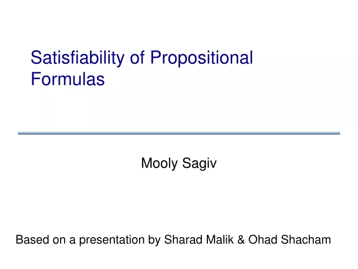 satisfiability of propositional formulas