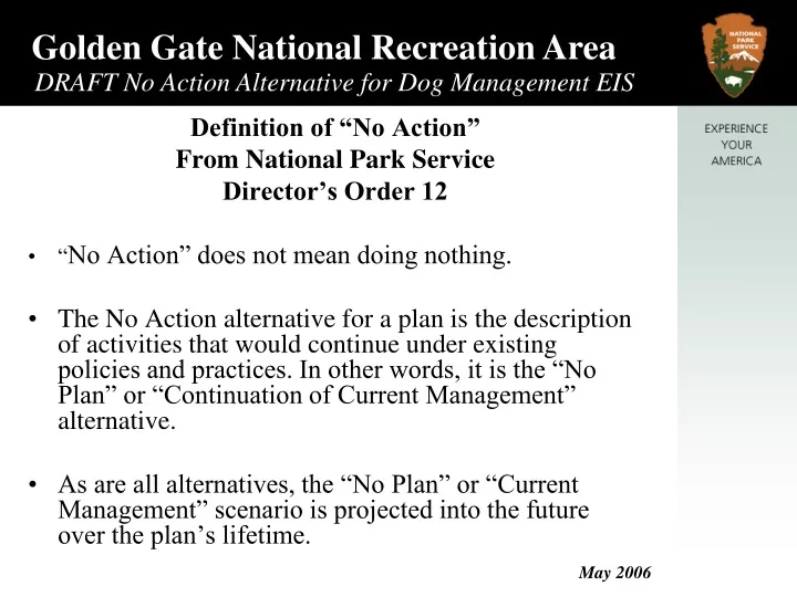 definition of no action from national park