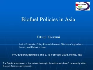 Biofuel Policies in Asia