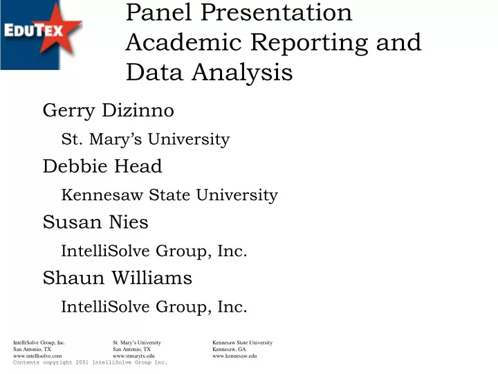 panel presentation academic reporting and data analysis