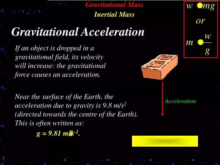 gravitational acceleration