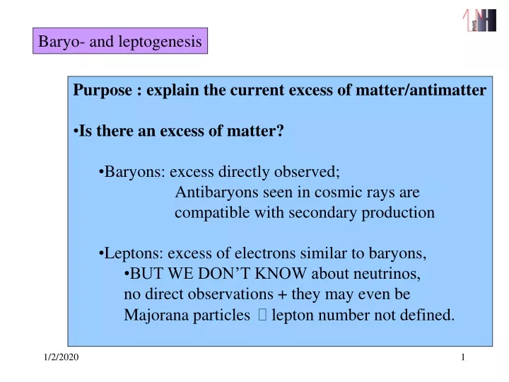 baryo and leptogenesis