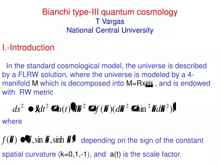 bianchi type iii quantum cosmology t vargas national central university