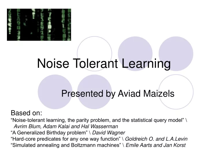 noise tolerant learning