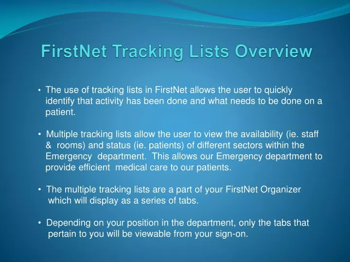 firstnet tracking lists overview