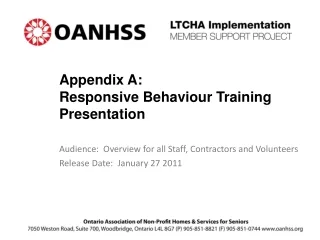 Appendix A:  Responsive Behaviour Training Presentation