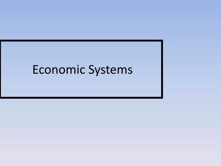 economic systems