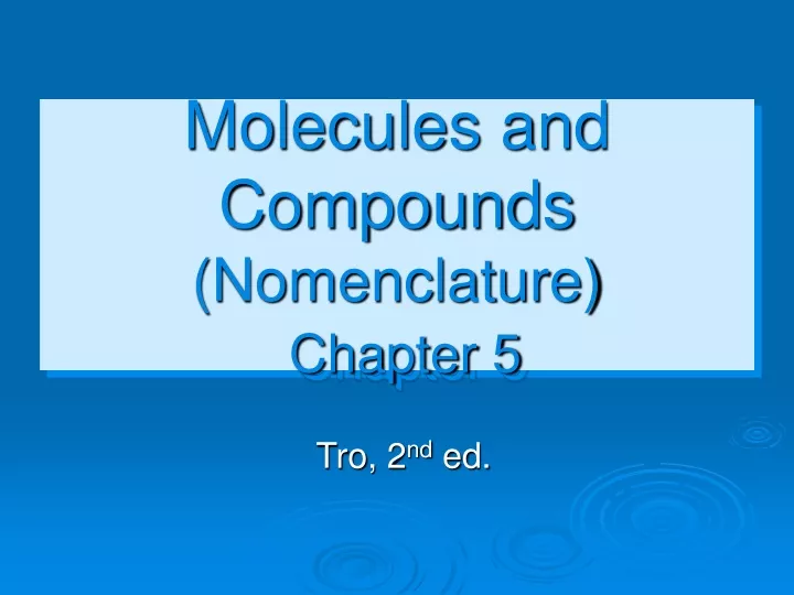 molecules and compounds nomenclature chapter 5