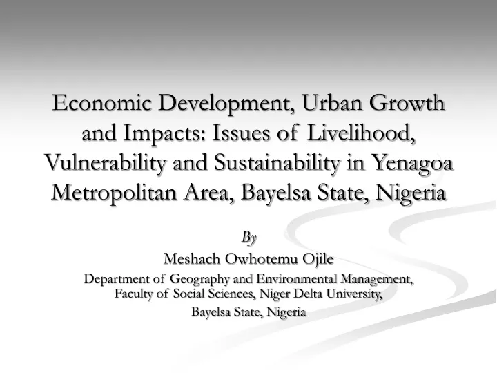economic development urban growth and impacts