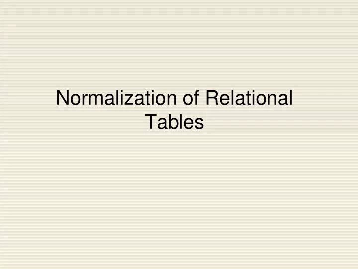 normalization of relational tables