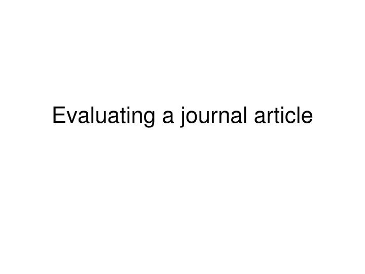 evaluating a journal article