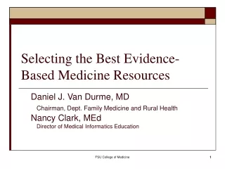 Selecting the Best Evidence-Based Medicine Resources