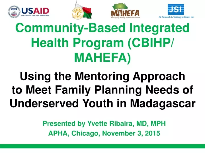 community based integrated health program cbihp mahefa