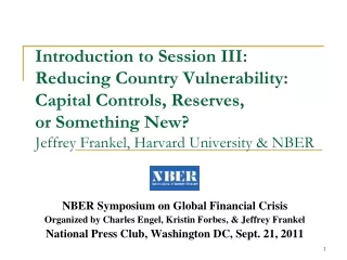 NBER Symposium on Global Financial Crisis