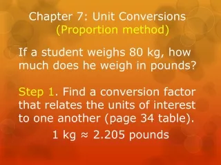 Chapter 7: Unit Conversions (Proportion method)