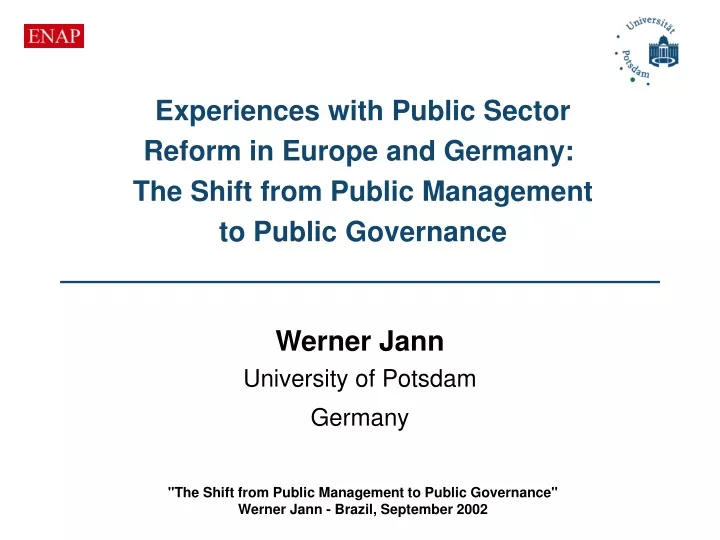 experiences with public sector reform in europe