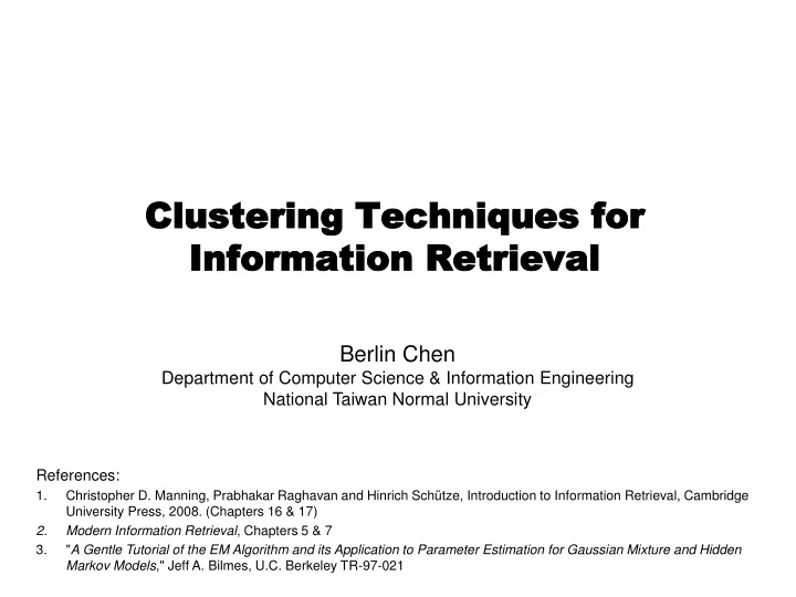 clustering techniques for information retrieval