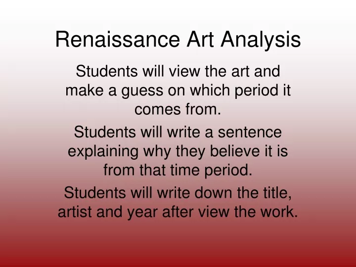 renaissance art analysis