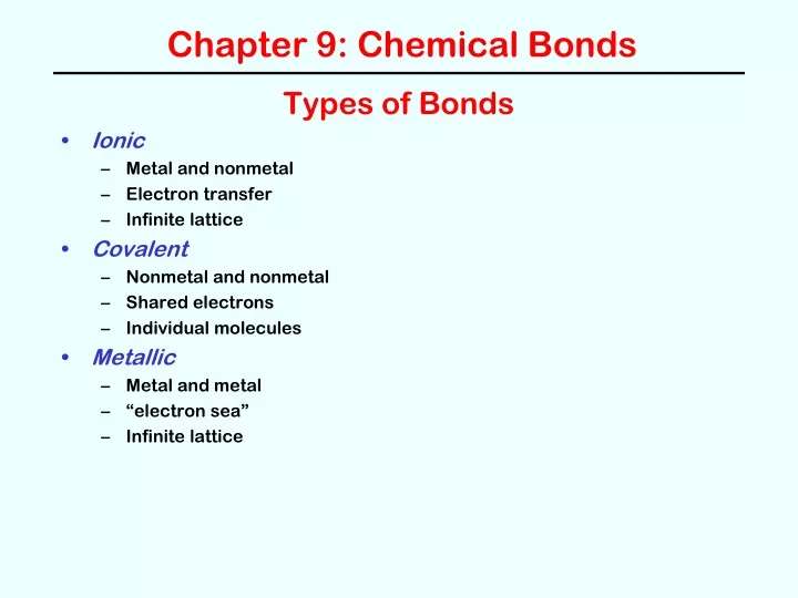 chapter 9 chemical bonds