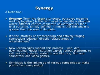 Synergy A Definition: