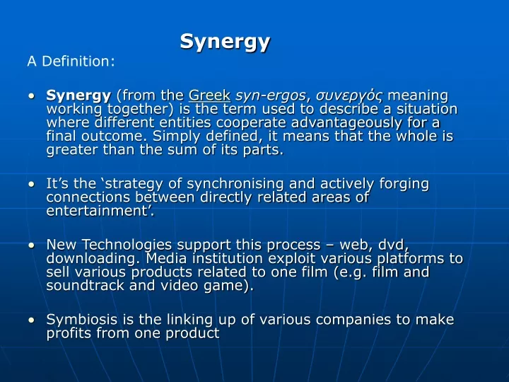synergy a definition synergy from the greek