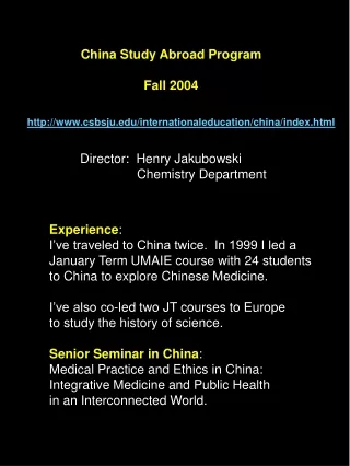 China Study Abroad Program Fall 2004