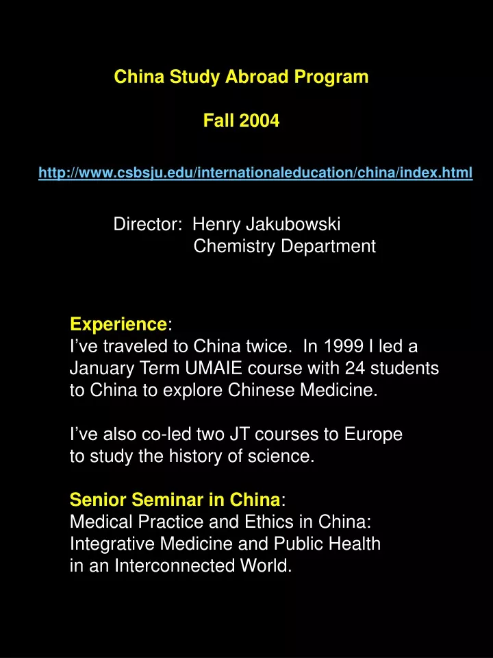 china study abroad program fall 2004