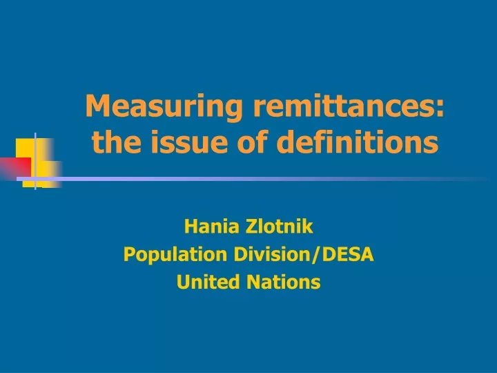 measuring remittances the issue of definitions