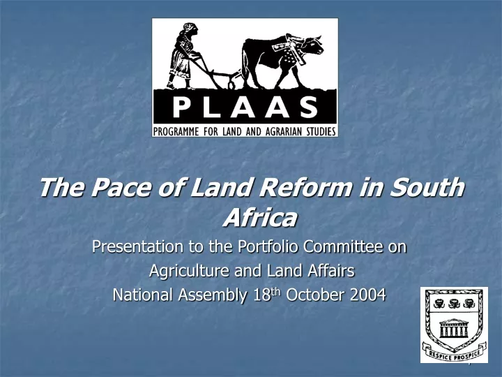 the pace of land reform in south africa