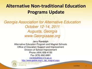 Alternative Non-traditional Education Programs Update