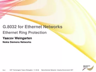 G.8032 for Ethernet Networks Ethernet Ring Protection