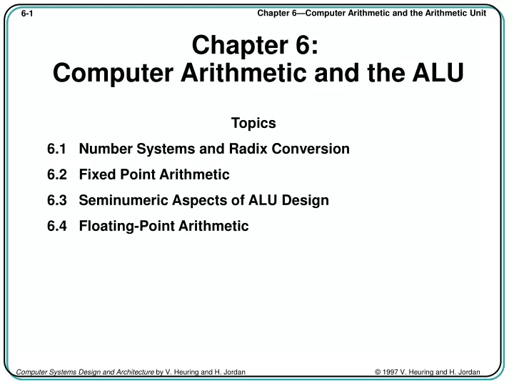 chapter 6 computer arithmetic and the alu