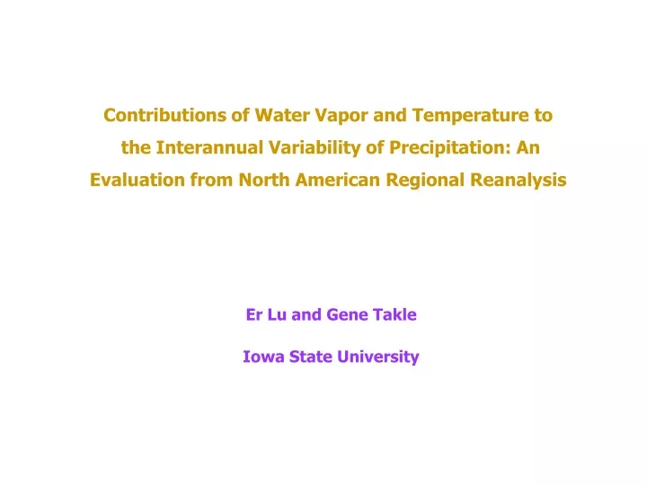 contributions of water vapor and temperature