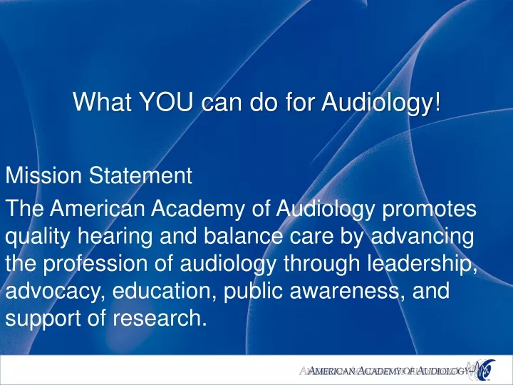 what you can do for audiology