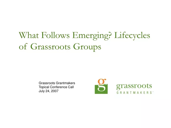 what follows emerging lifecycles of grassroots groups